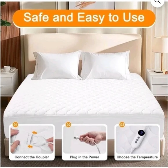 JUSTLET Electric Heated Mattress Pad, Twin,8 Temp Control Zone, Auto Shut off - Picture 3 of 5